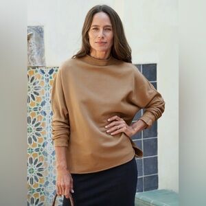 Frank & Eileen Funnel Neck Capelet Sweater Camel Size Small NWOT✨